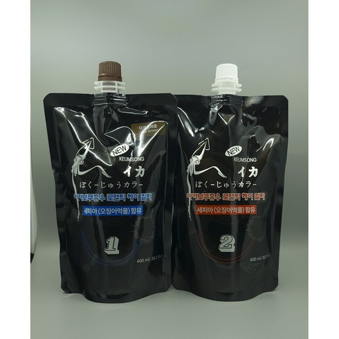 금송 - 금송 뉴겐 이카보쿠쥬우 로맨틱 헤어 칼라 600ml /저자극 오징어먹물 새치염색, 블랙