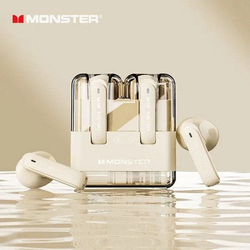 몬스타덱ts12p8 - 오리지널 몬스터 게이밍 이어폰 블루투스 5.3 TWS 무선 헤드셋 HIFI 사운드 이어버, XKT12 Beige, XKT12 Beige