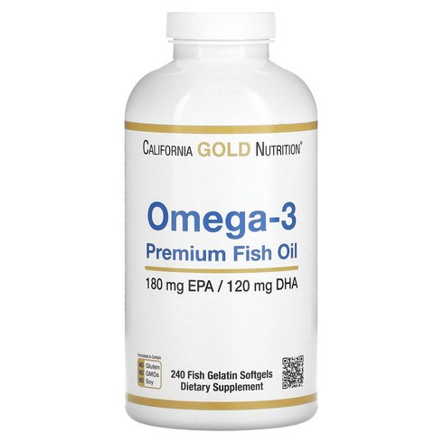 California Gold Nutrition 켈리포니아골드뉴트리션 오메가3 프리미엄 피쉬 오일 피쉬 젤라틴 소프트젤 240정, 1개