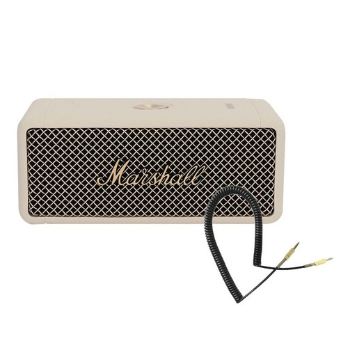 마샬 - 엠버튼 II 휴대용 블루투스스피커 + 오디오 어댑터 3.5mm x 1.6m, 화이트 + 골드