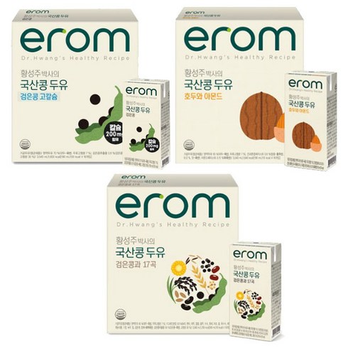 이롬 황성주 박사의 국산콩 두유 3종 (고칼슘+호두아몬드+17곡), 48개, 190ml