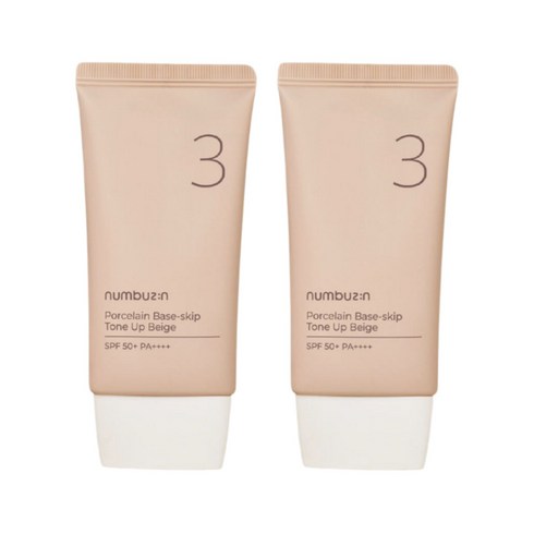 넘버즈인톤업베이지 - 넘버즈인 3번 도자기결 파데스킵 톤업베이지 35ml+35ml SPF50+ PA++++, 35ml, 2개
