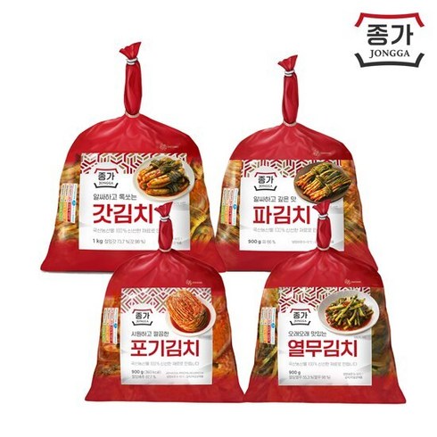 [종가] 포기김치900g+ 열무김치900g+파김치900g+갓김치1kg, 단품