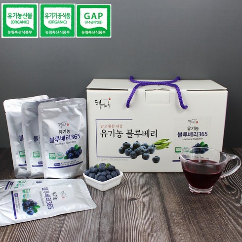 새콤달콤상큼한 국내산 유기농 블루베리 착즙 90mlx30팩, 2700ml, 1개