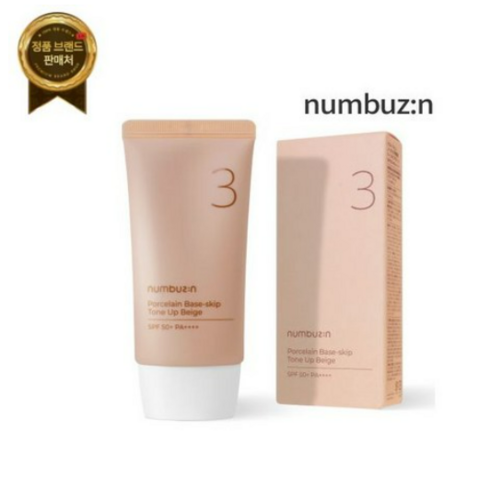 넘버즈인톤업베이지 - 넘버즈인3번 도자기결 파데스킵 톤업베이지 50ml (SPF50+ PA++++), 3번 도자기결 파데스킵 톤업베이지 50ml (SPF50, 1개