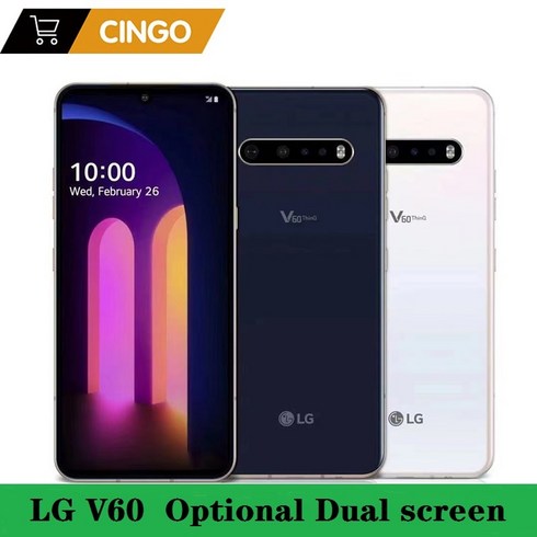 LG 리모컨 호환 오리지널 잠금 해제 V60 ThinQ 듀얼 스크린 V600AM V600TM V600VM 6.8 인치 스냅드래곤 865 NFC 4 5G 휴대폰 8GB RAM 128, [03] LG V60TM, [03] White Simple Set, 128GB