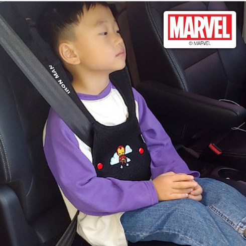 아이안전벨트 - 마블 어린이 어깨끈 벨트 위치조절 패드, 아이언맨, 1개