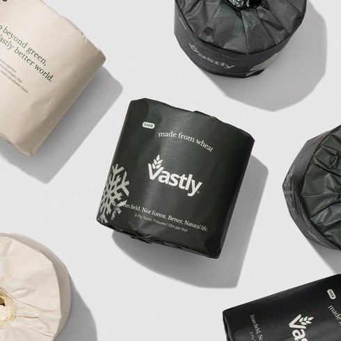 바스틀리 물에 잘 녹는 3겹 밀짚 두루마리화장지 12롤 33m 개별포장, 단품