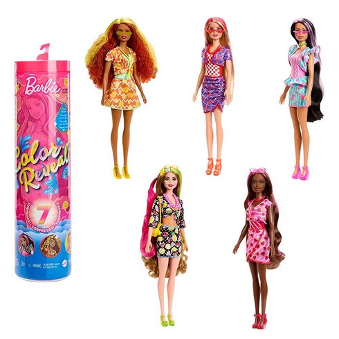 flavorbible - Barbie Color Reveal Doll & Accessories Scented Sweet Fruit Series 7 Surprises 1 (Styles May Vary), Rainbow