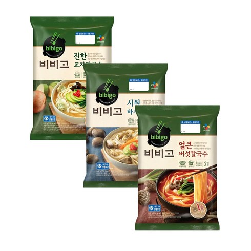 비비고 칼국수 3종 (진한교자+얼큰버섯+바지락), 1세트, 630g