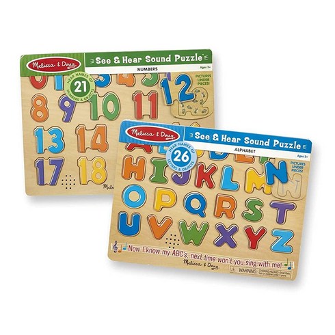 Melissa & Doug 사운드 퍼즐 세트 알파벳 & 숫자