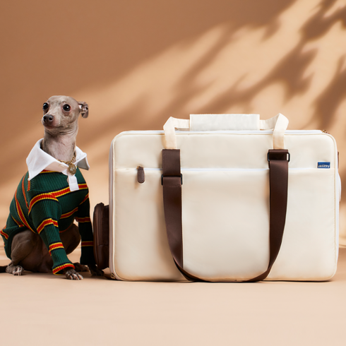 프레피펫 강아지 가방 탄탄백 + (어깨끈세트 쿠션), 네이비