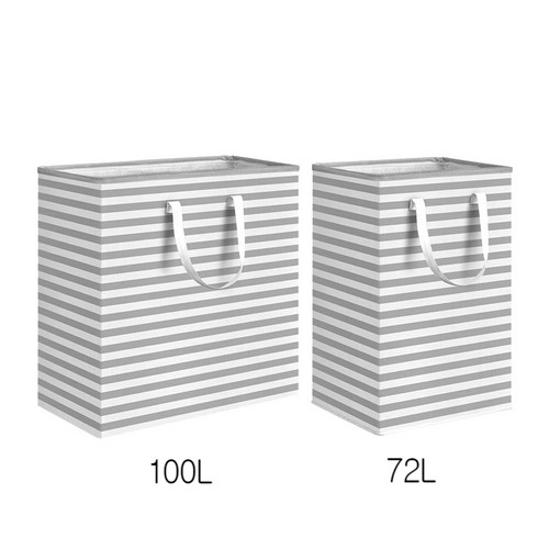 대용량 분리수거 귀곰 빨래바구니 코팅 패브릭 100L 72L, 02. 55x32x60(100L) 그레이스트라이프