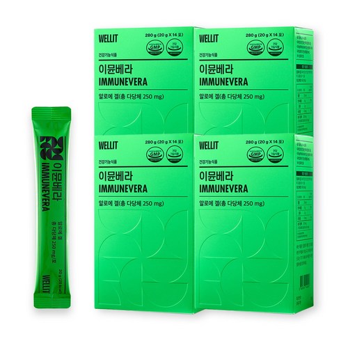 웰릿 이뮨베라 면역력 알로에 젤리 250mg, 280g, 4박스