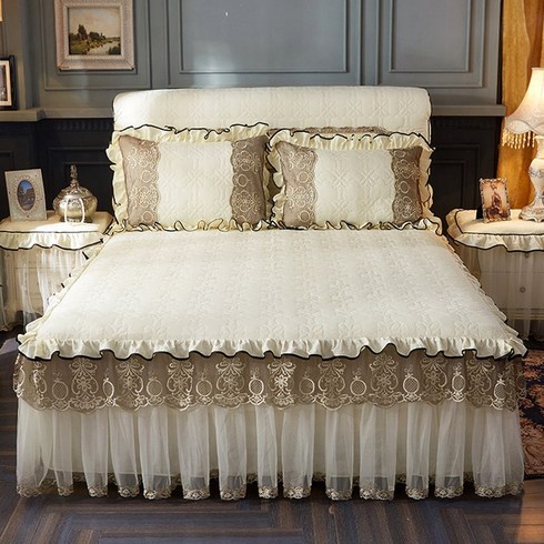 러빙랩 유럽풍 레이스 침대커버 베개커버 세트 홈인테리어