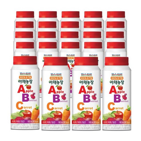 2023년 가성비 최고 abc쥬스 - 파스퇴르 파스퇴르 유기농야채농장190ml, 190ml, 24개