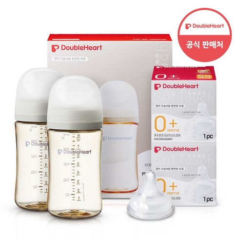 더블하트 모유실감 3세대 PPSU 모먼트 트윈팩 240ml+젖꼭지(2입), 3세대 젖꼭지SS, 오후의베이지, 1세트