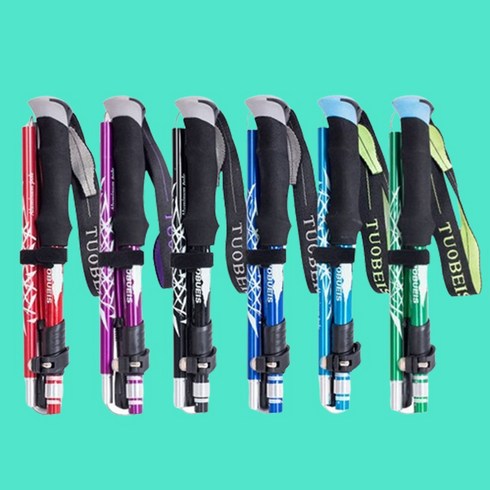 2023년 가성비 최고 등산스틱 - 하이피크 등산용 폴딩 스틱 초경량 접이식 등산스틱 2p, 블루, 1개