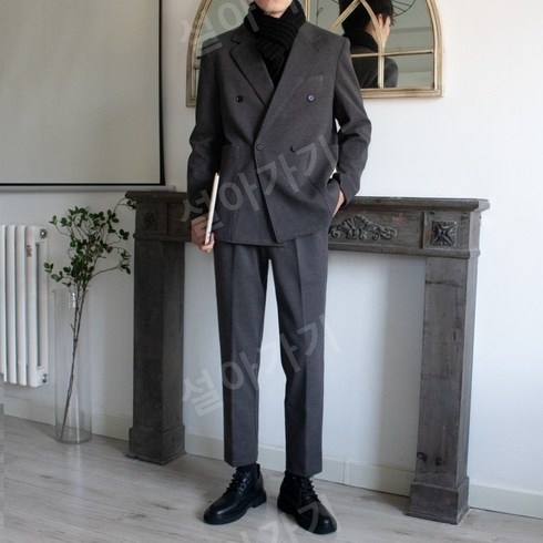 S~3XL 가을 겨울 남성 더블 브레스트 정장 2023 남성용 새로운 캐주얼 정장 탑 짧은 코트 모직 자켓