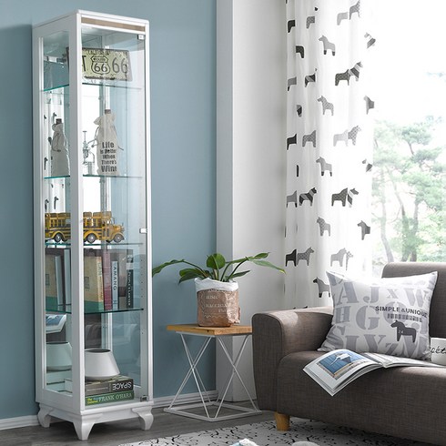 모던탑21 이지-프리미엄 400-5단 유리 장식장 거실진열장 양주장, 화이트