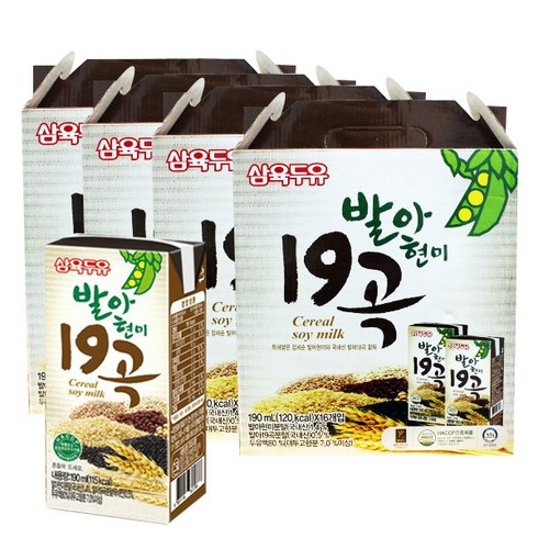 삼육두유 발아현미 19곡 두유, 190ml, 64개