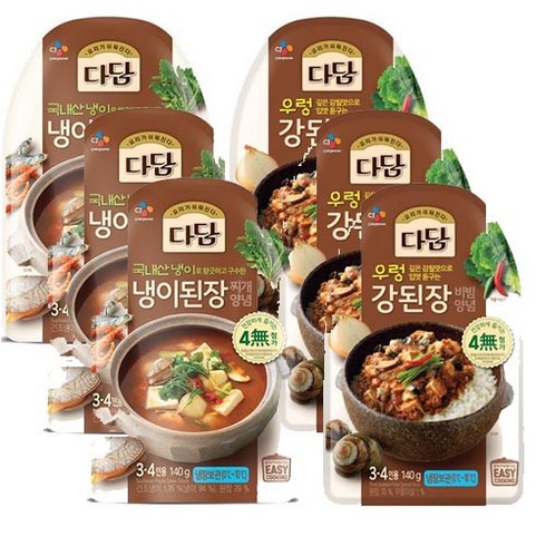 (냉장)씨제이제일제당(주) 다담 냉이된장140gx3개+다담 우렁강된장140gx3개, 세트, 1