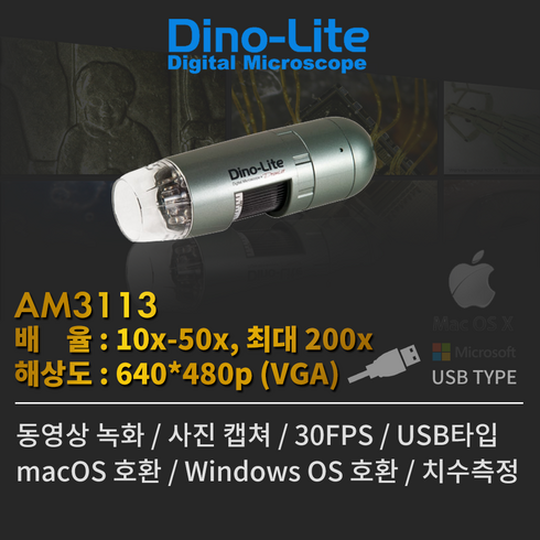 디노라이트 - 디노라이트 USB 전자 현미경 AM3113, 200배, 1개