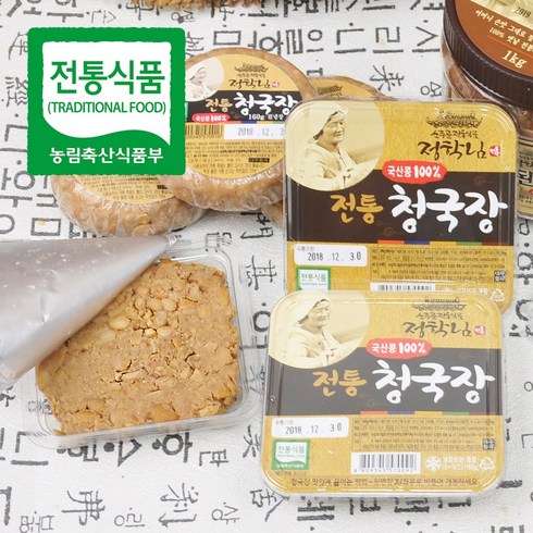 운주골 전통식품인증 정학님의 국산콩 수제 청국장(플라스틱용기), 160g, 12개