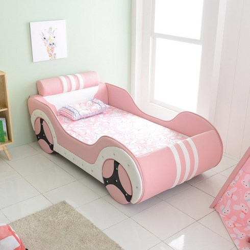 어린이침대 - 브루노 자동차 침대, 핑크-라텍스