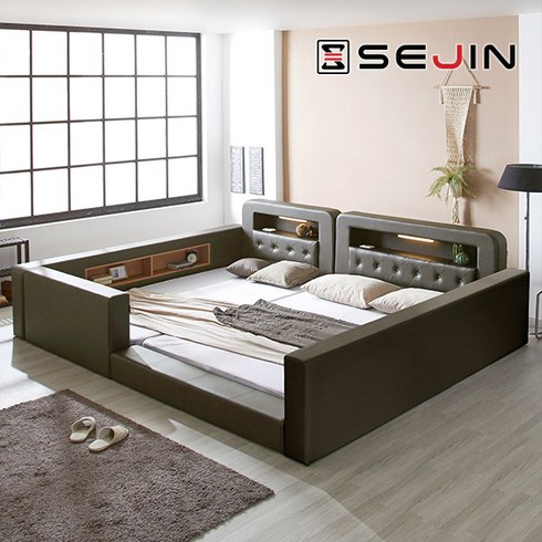 세진침대 코코 LED 수납 범퍼형 패밀리침대, 9-1.코코 범퍼형 패밀리침대-프레임만_모카그레이