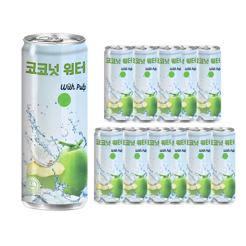 TANDO 코코넛 워터 위드 펄프, 320ml, 48개