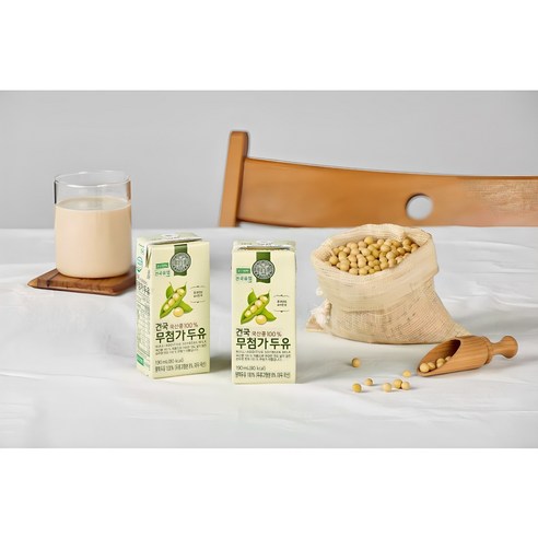 국산콩100% 건국 무첨가두유 무가당 콩물두유100%_우리콩본연의순수한맛.무설탕 다이어트두유 식사대용 효도선물 non GMO 영양간식 고단백, 190ml, 64개