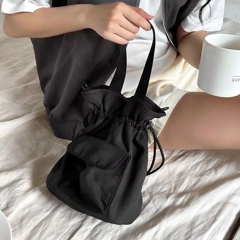 윤키 여성용 미니 천 복조리 가방 크로스백