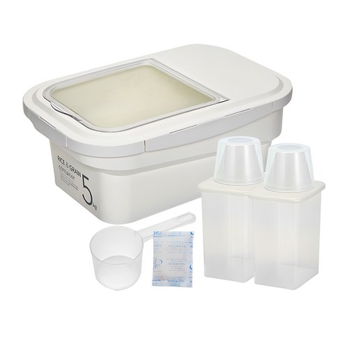 씨밀렉스 라이스키퍼 쌀통 5kg + 950ml 잡곡통 2p, 투명아이보리, 1세트