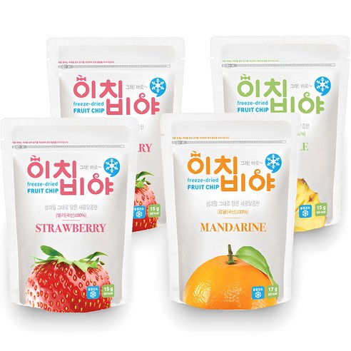 이치비야 프리미엄 동결건조 과일칩 새콤한 맛 딸기 2p + 감귤 + 파인애플, 딸기, 감귤, 파인애플, 1세트