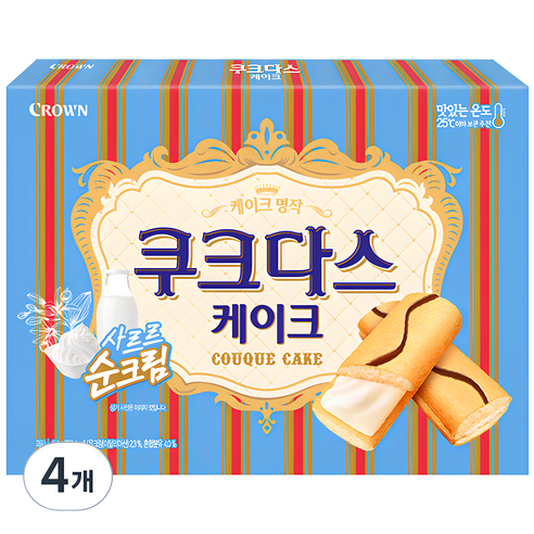 쿠크다스 케이크 과자, 77g, 4개