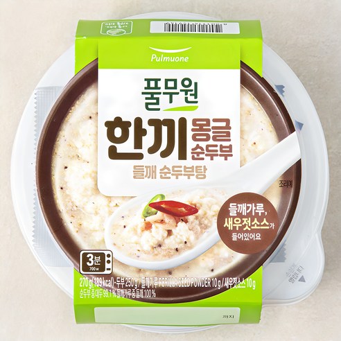 풀무원 한끼몽글순두부 들깨순두부탕 냉장, 270g, 1개