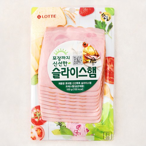 롯데햄 슬라이스햄 사각, 100g, 3개