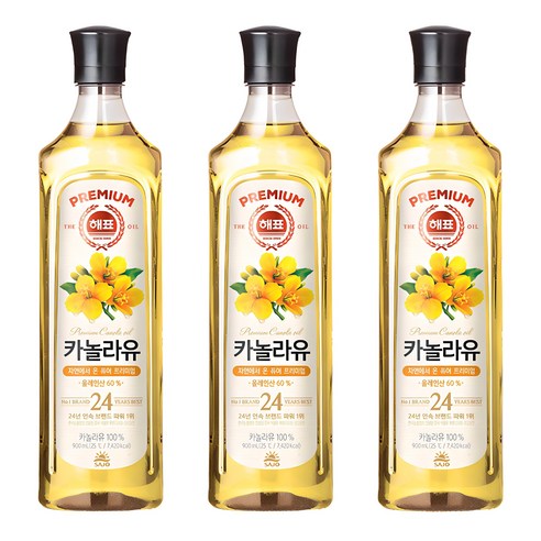 해표 카놀라유, 900ml, 3개