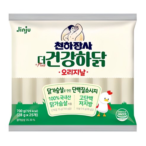 천하장사의 건강 맛있는 간식: 더 건강하닭 오리지날 소시지