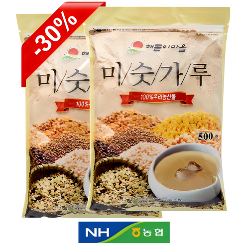 강원도산 농협 미숫가루 선식, 당일 생산 배송, 국내산 1등급 농산물 사용, 500g 2개
