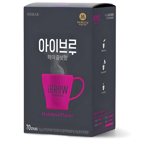 맥널티 아이브루 헤이즐넛향 원두커피믹스, 1g, 70개입, 1개