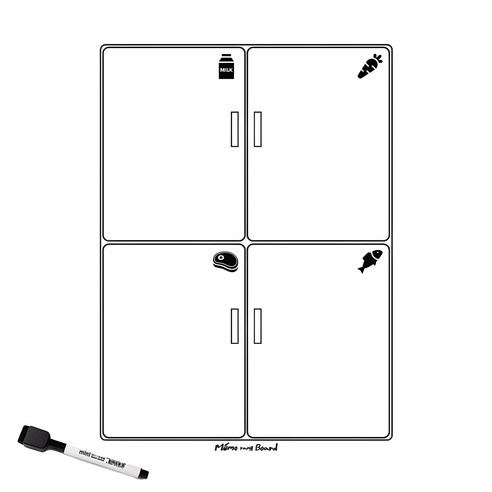 메모랑보드랑 4문 냉장고 무점착 스파이더 메모보드 화이트 + 보드마카 검정 세트 
보드/칠판/광고