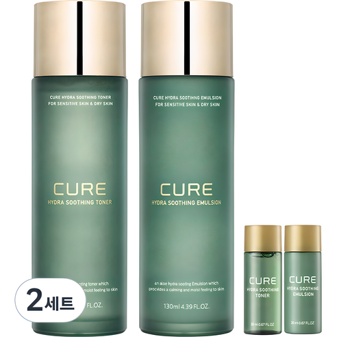 김정문알로에 큐어 하이드라 수딩 에멀젼 130ml +토너 130ml, 1세트