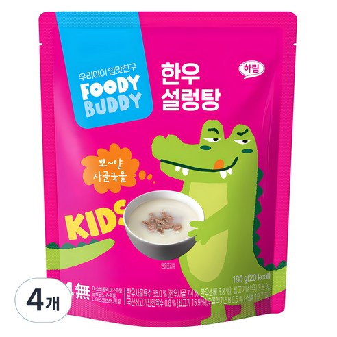 푸디버디 유아용 한우 설렁탕, 180g, 4개