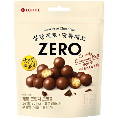 롯데제로 크런치 초코볼, 1개, 34g