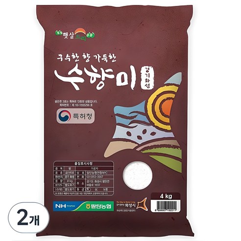 수향미 2024년산 햅쌀 골든퀸 3호 백미 특등급, 특, 4kg, 2개