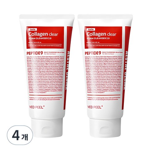 메디필 레드 락토 콜라겐 클리어 폼 클렌저 2.0, 120ml, 4개