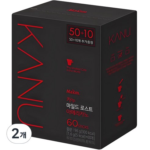 카누 콜롬비아 블렌드 마일드 로스트 아메리카노 원두커피믹스, 1.6g, 60개입, 2개