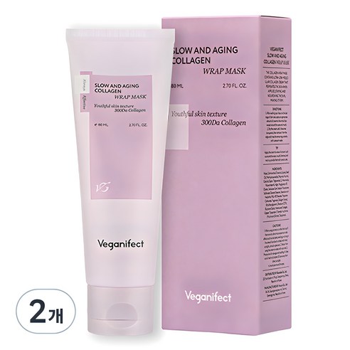 비건이펙트 슬로우 앤 에이징 저분자 콜라겐 물광 랩마스크 80ml, 1개입, 2개